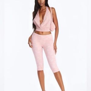 Fashion Nova Pink Lace Capris Set